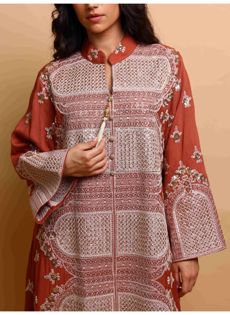 IKKXA Riwaq Jalabiya IK7002 Brown - Image 5